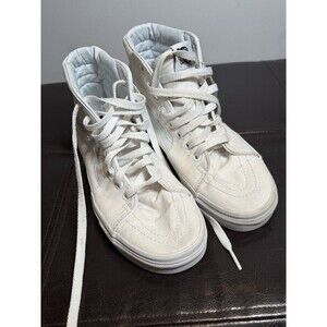 Vans SK8 HI Triple White Canvas High Top Skateboard Shoes Women Size 7 Men 5.5